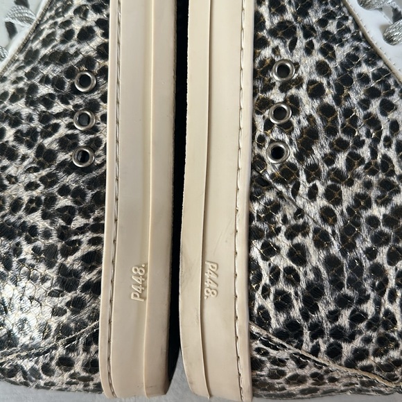 P448 Women’s Skate Glitter Lace-Up High Top Sneakers Size 38 Leather Shoe Italy - Picture 7 of 16